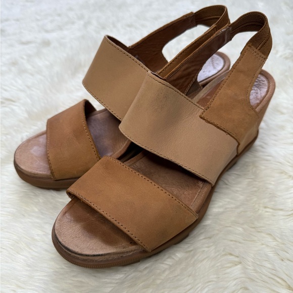 Sorel Womens Joanie II Slingback Wedge Sandal Camel Brown Tan Size 7 Slingback - Picture 1 of 11